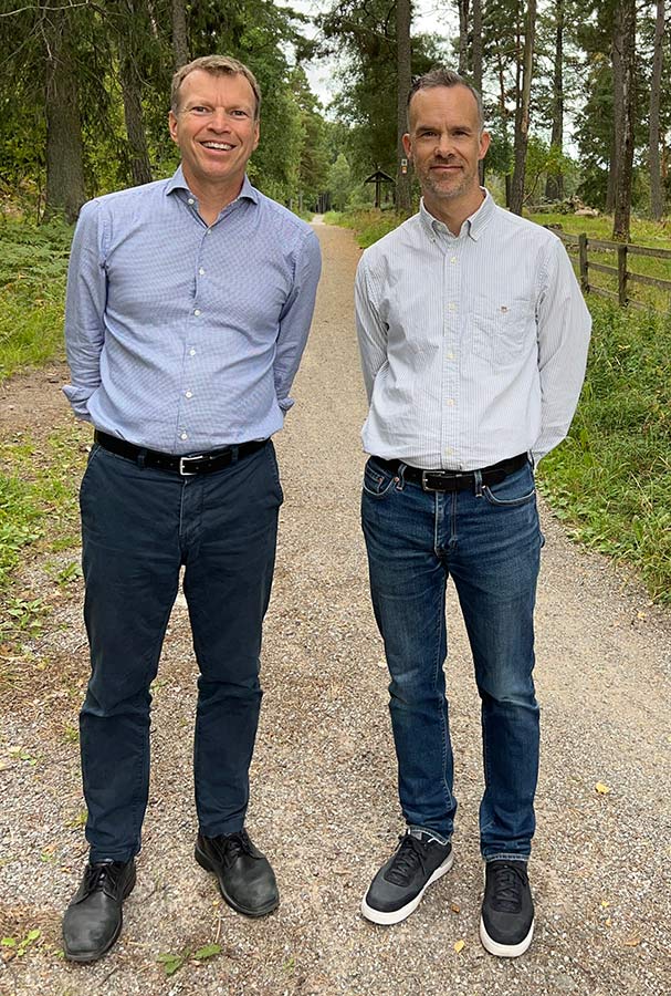 Kursledare Daniel Karlsson och Mattias Ejbe undervisar i AI för projektledare