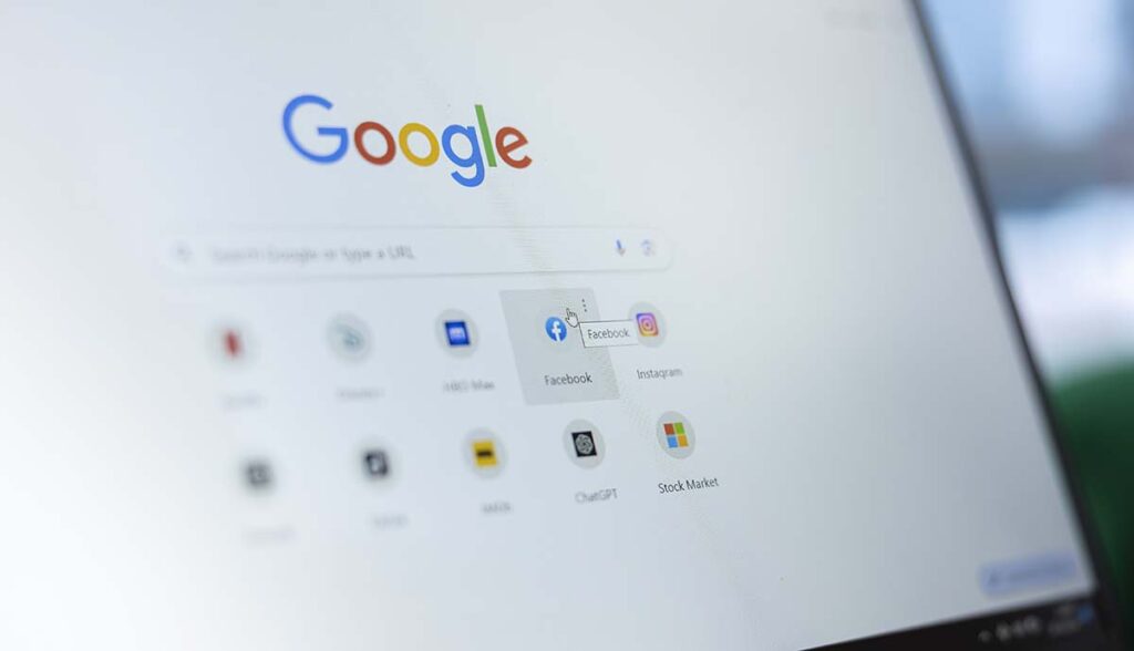 Googles startsida på en datorskärm